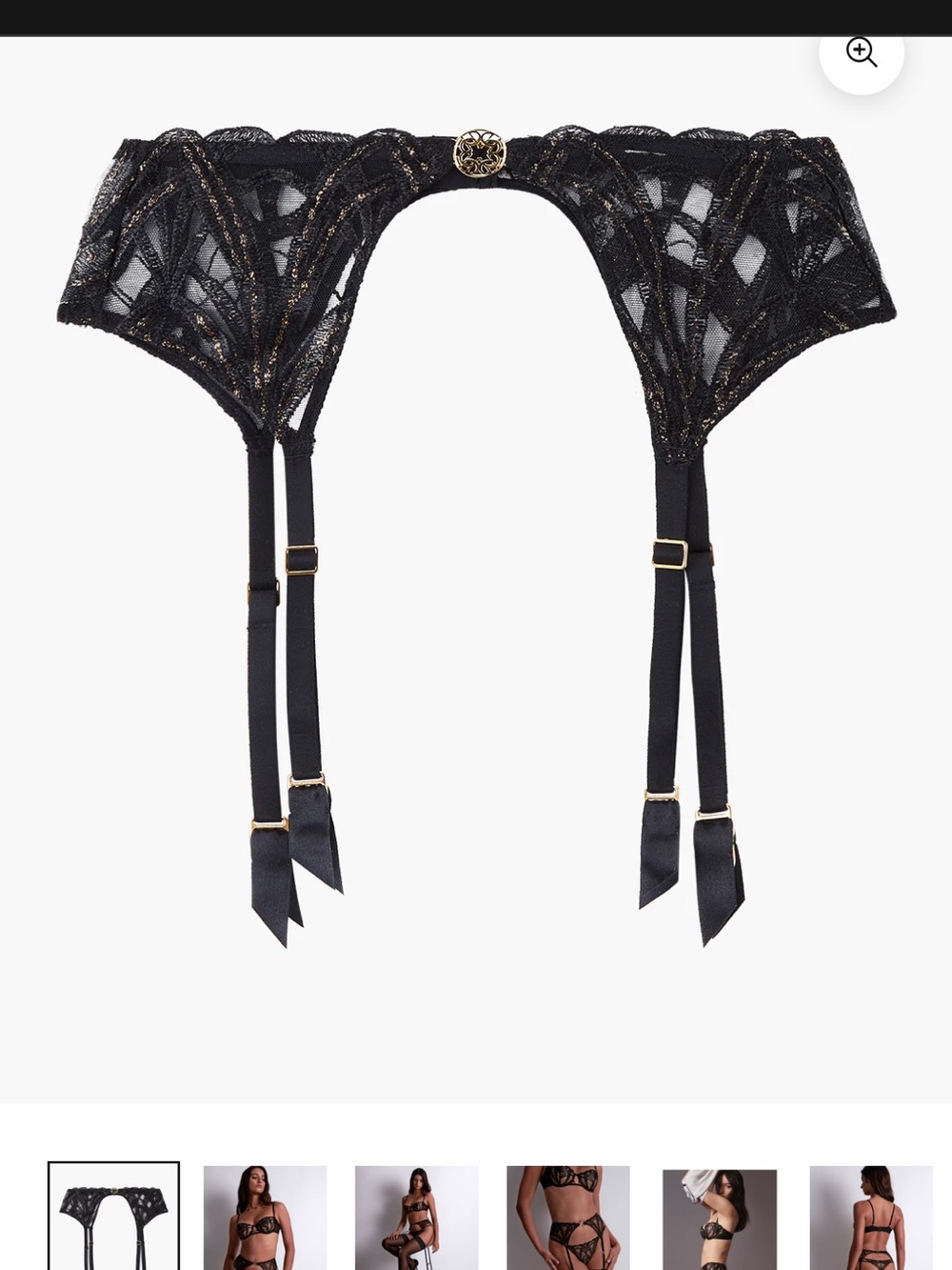 Elie Saab Aubade Black Lace suspender belt sz L - Picture 3 of 7